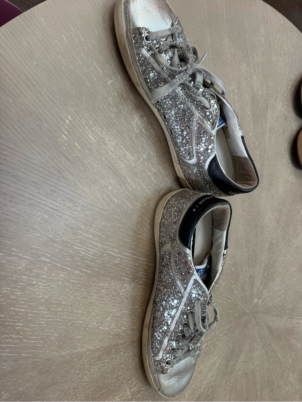 Golden Goose Silver Glitter Sneaker with Pink Star - Picture 4 of 4
